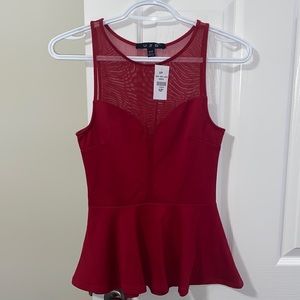 Red Peplum style top